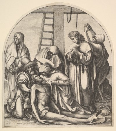 Descent from the Cross (after Holbein) by Wenceslaus Hollar