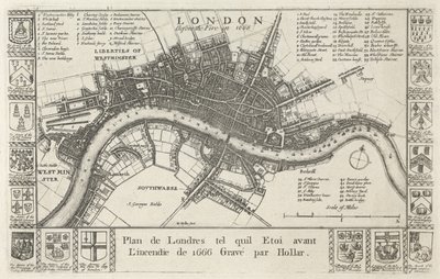 London, Before the Fire in 1666 by Wenceslaus Hollar