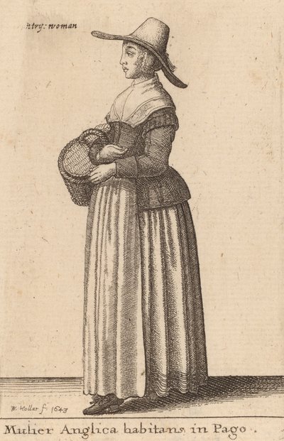 Mulier Anglica Habitans in Pago, 1643 by Wenceslaus Hollar