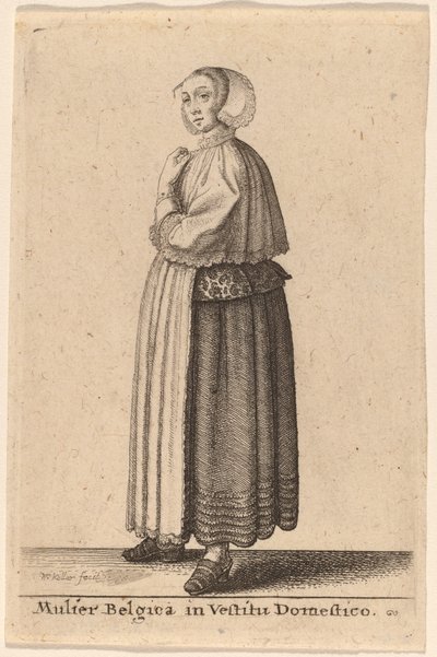 Belgian Woman in Domestic Dress by Wenceslaus Hollar