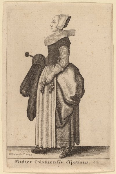 Cologne Woman Walking by Wenceslaus Hollar