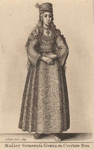 Generous Greek Woman in the City of Pera, 1644 by Wenceslaus Hollar