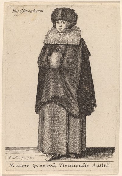 Noble Woman of Vienna, Austria by Wenceslaus Hollar
