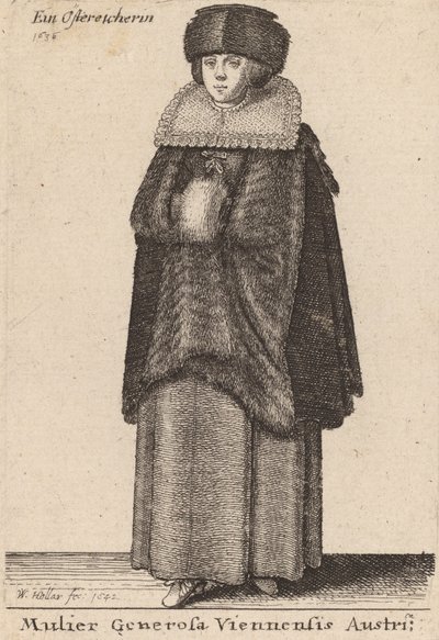 Noble Woman of Vienna, Austria by Wenceslaus Hollar