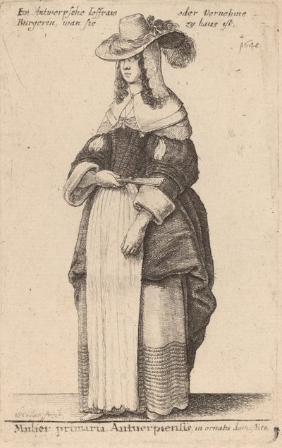 Mulier Primaria Antuerpiensis, in Ornatu Domestico by Wenceslaus Hollar