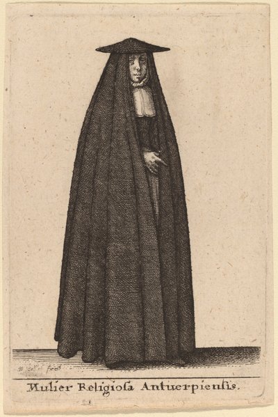 Religious Woman from Antwerp by Wenceslaus Hollar
