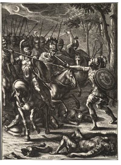 Nisus slaying Volscens. State 2 by Wenceslaus Hollar