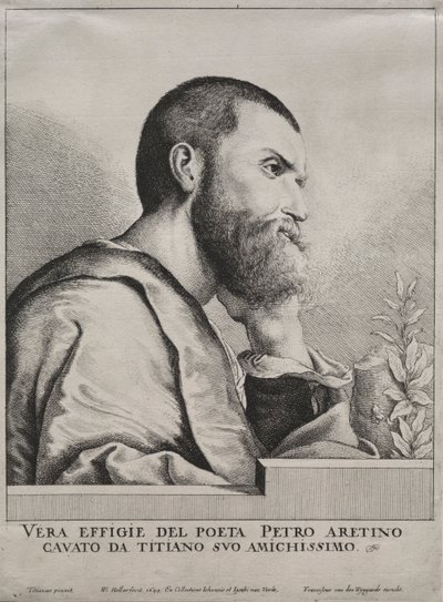 Portrait of Pietro Aretino by Wenceslaus Hollar