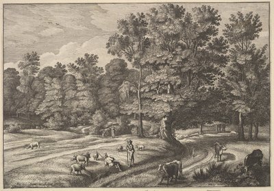 Shepherds in a Forest by Wenceslaus Hollar