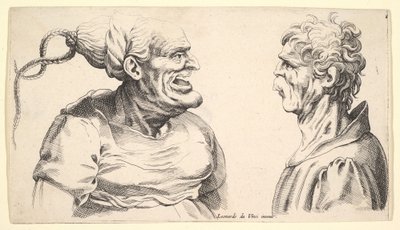 Two Deformed Heads by Wenceslaus Hollar
