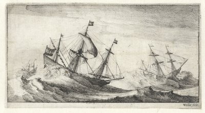 Sailing Ships in a Sea Storm by Wenceslaus Hollar