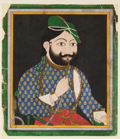 Bearded man wearing a green turban by West Indian School