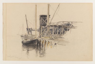 Sailboat Docked, Newport by Whitney Warren