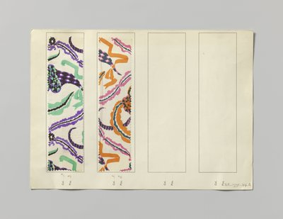 Sample with Printed Silk, Design Blumenhorn by Wiener Werkstätte