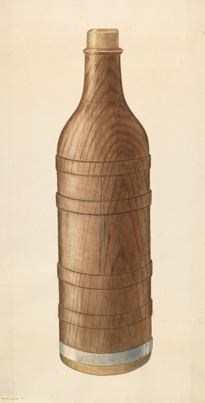 Wooden Wine Bottle by Wilbur M Rice
