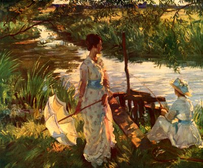 Fishing, Book Plate by Wilfred Gabriel de Glehn