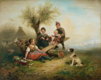 Children Playing at the Village Edge by Wilhelm Alexander Meyerheim