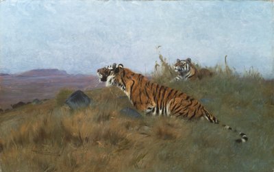 Tigers Stalking their Prey by Wilhelm Kuhnert