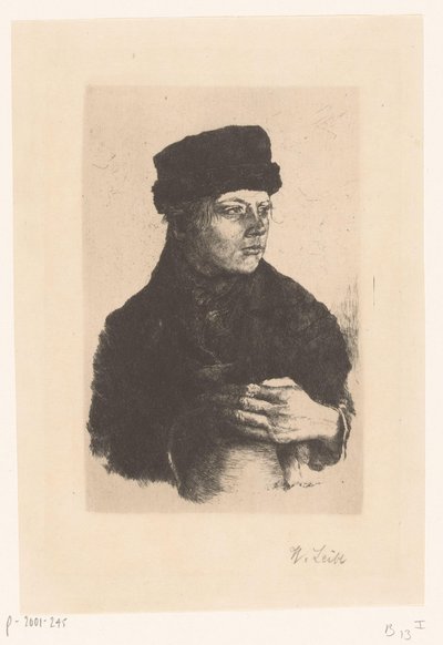 Peasant Boy with Jug by Wilhelm Maria Hubertus Leibl (signed by artist)