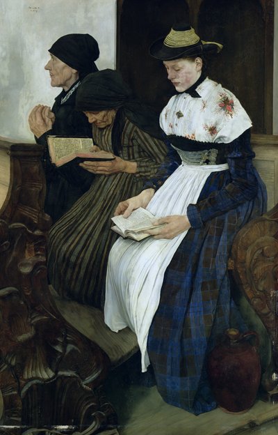 Three Women in Church by Wilhelm Maria Hubertus Leibl