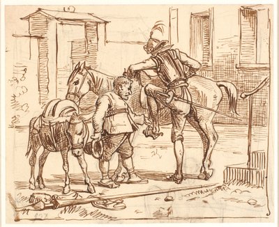 Don Quixote Mounts His Horse by Wilhelm Marstrand