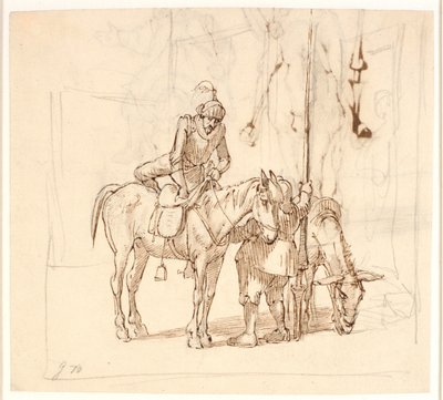 Don Quixote Mounting His Horse by Wilhelm Marstrand
