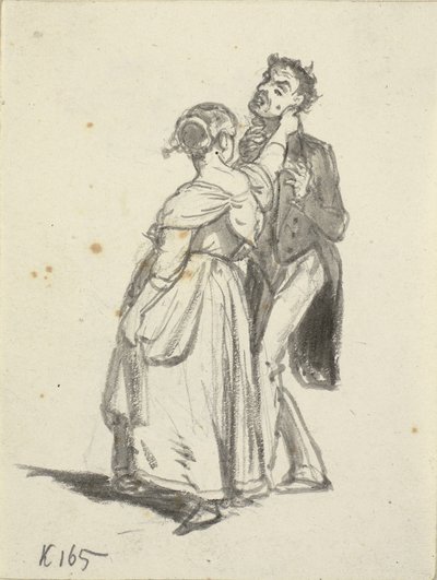 A Girl Pulling a Man by the Ear by Wilhelm Marstrand