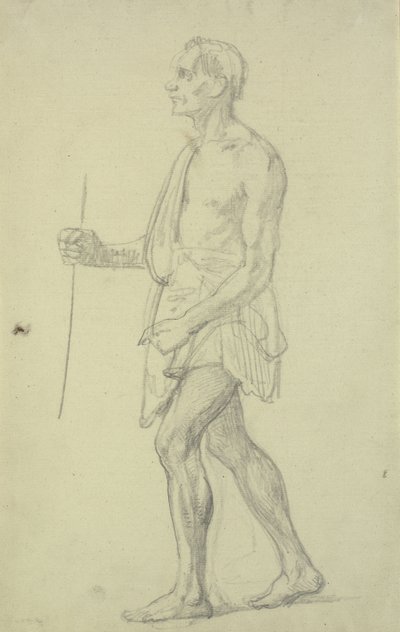 Figure Study. Standing Man in Profile to the Left by Wilhelm Marstrand