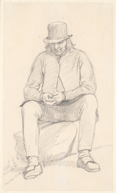 Old Swedish Farmer Sitting on a Stone by Wilhelm Marstrand