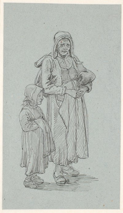 Old Swedish Woman and Little Girl by Wilhelm Marstrand