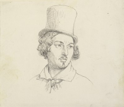 Head of a Man with a High Hat by Wilhelm Marstrand