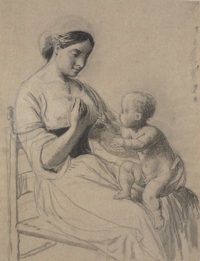 Italian Woman with Naked Child on Lap by Wilhelm Marstrand