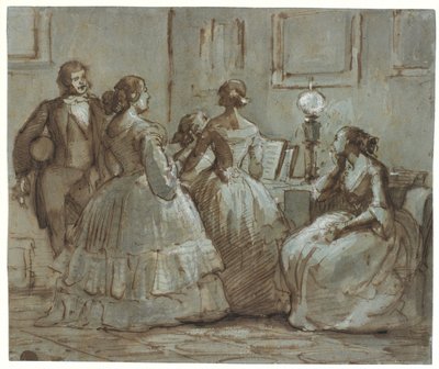 Copenhagen Social Scene, Music Being Played by Wilhelm Marstrand
