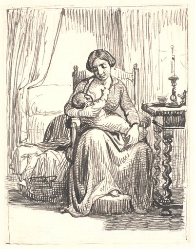Mother with Nursing Child, Lit Candle on the Right by Wilhelm Marstrand
