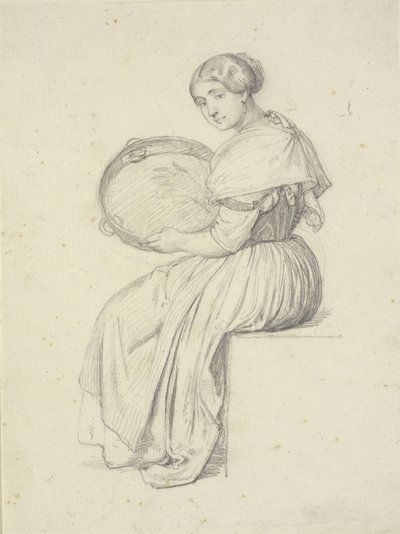 Seated Woman with Tambourine by Wilhelm Marstrand