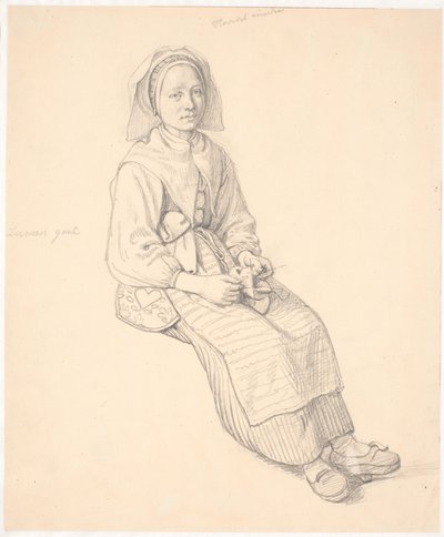 Sitting Swedish Woman with Knitting by Wilhelm Marstrand