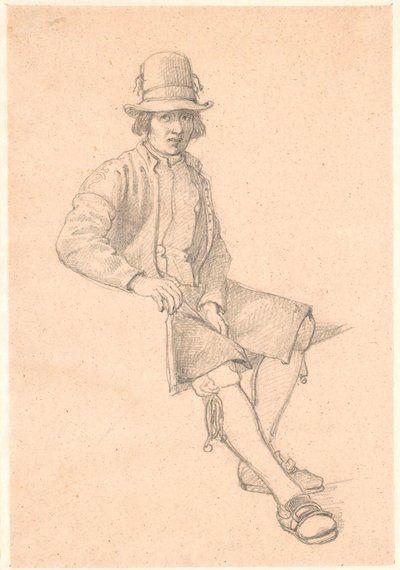 Seated Young Dalkarl by Wilhelm Marstrand