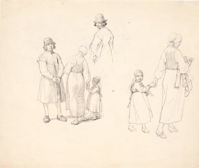 Study Sheet with Dalarna People by Wilhelm Marstrand