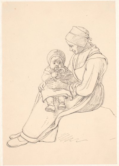 Swedish Girl with a Child on Her Lap by Wilhelm Marstrand