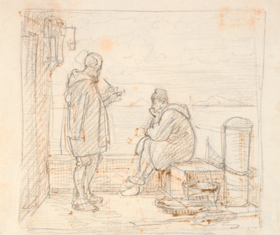 Two Italians on a Pier by the Sea by Wilhelm Marstrand