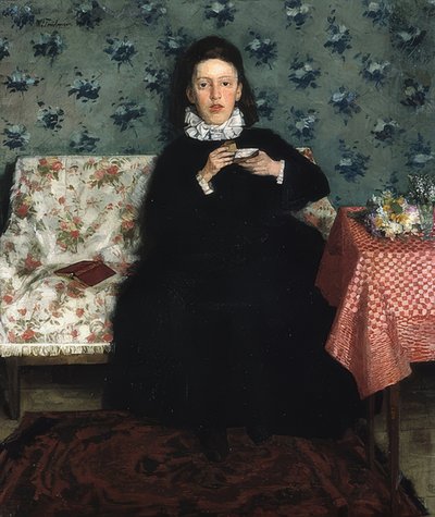 On the Sofa. 1872 by Wilhelm Trübner