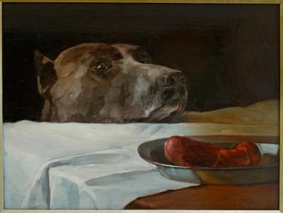 Great Dane with Sausage Bowl by Wilhelm Trübner