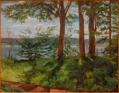 Landscape at Lake Starnberg with Three Trees by Wilhelm Trübner