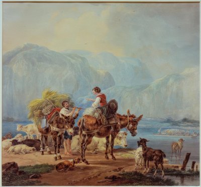 Shepherds by a Mountain Lake by Wilhelm von Kobell