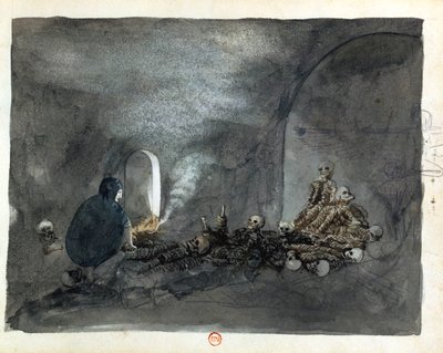 Woman in Tomb at Thebes by Wilkinson