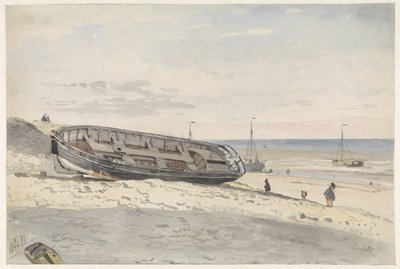 Boats on the Beach by Willem Anthonie van Deventer