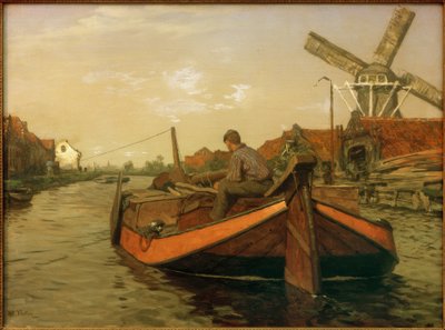 Tow Barge in the Canal by Willem Bastiaan Tholen