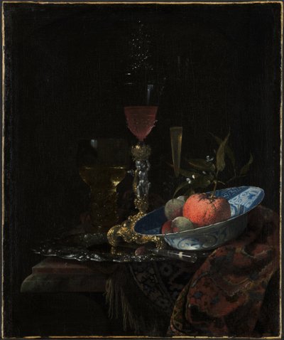 Wineglass and a Bowl of Fruit by Willem Kalf