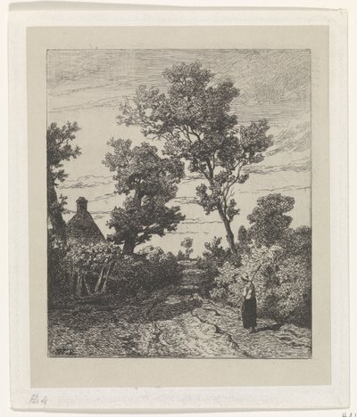 Peasant Woman on a Country Road by Willem Roelofs (I)