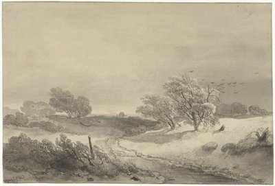 Dune Landscape in Gloomy Weather by Willem Roelofs (I)